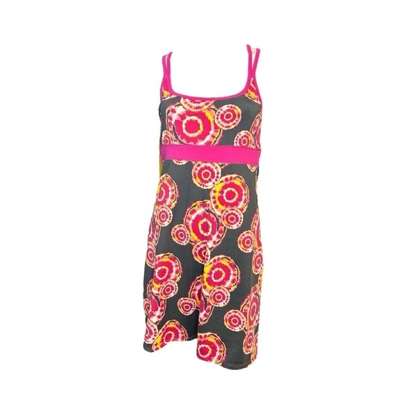 Soybu Pullover Dress Built In Support Crisscross Straps Tie Dye Pink Yellow S - Picture 1 of 5
